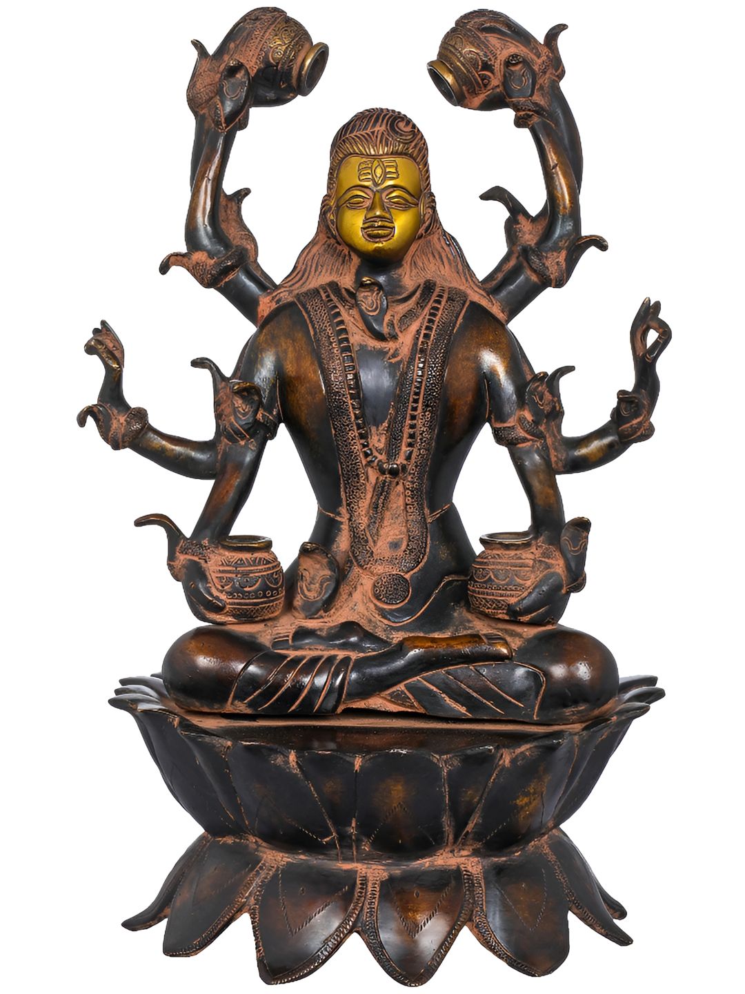 Exotic India Black & Gold Toned Lord Mahamrtyunjaya Brass Idol Showpiece-picture-11