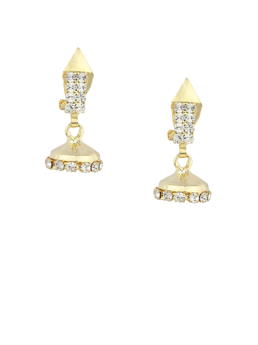 FirstBlush Gold-Plated Artificial Stones Studded Studded Dome Shaped Non Pierced Jhumkas-picture-27