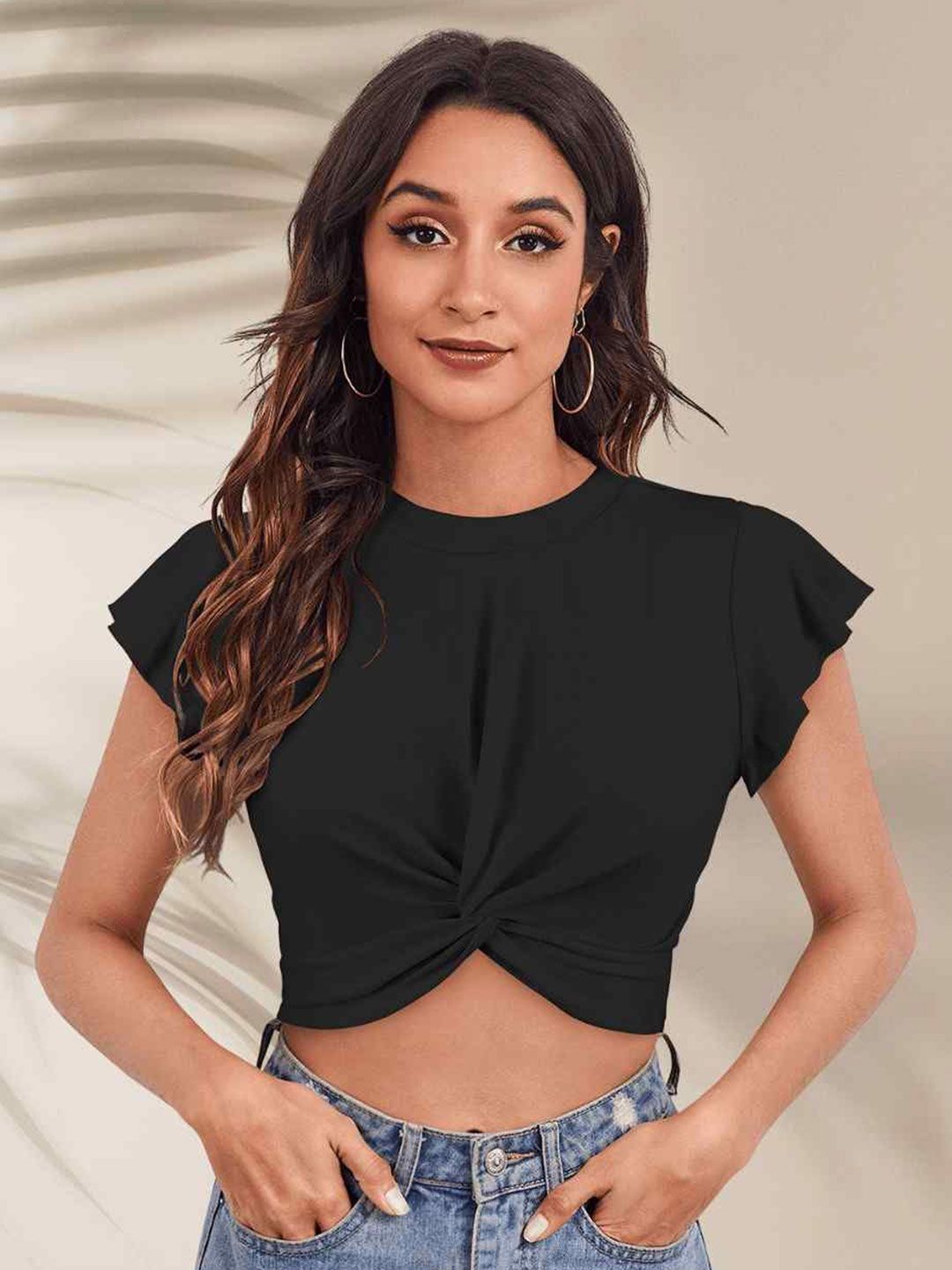 DressBerry Women Flutter Sleeves Crop Top-picture-28