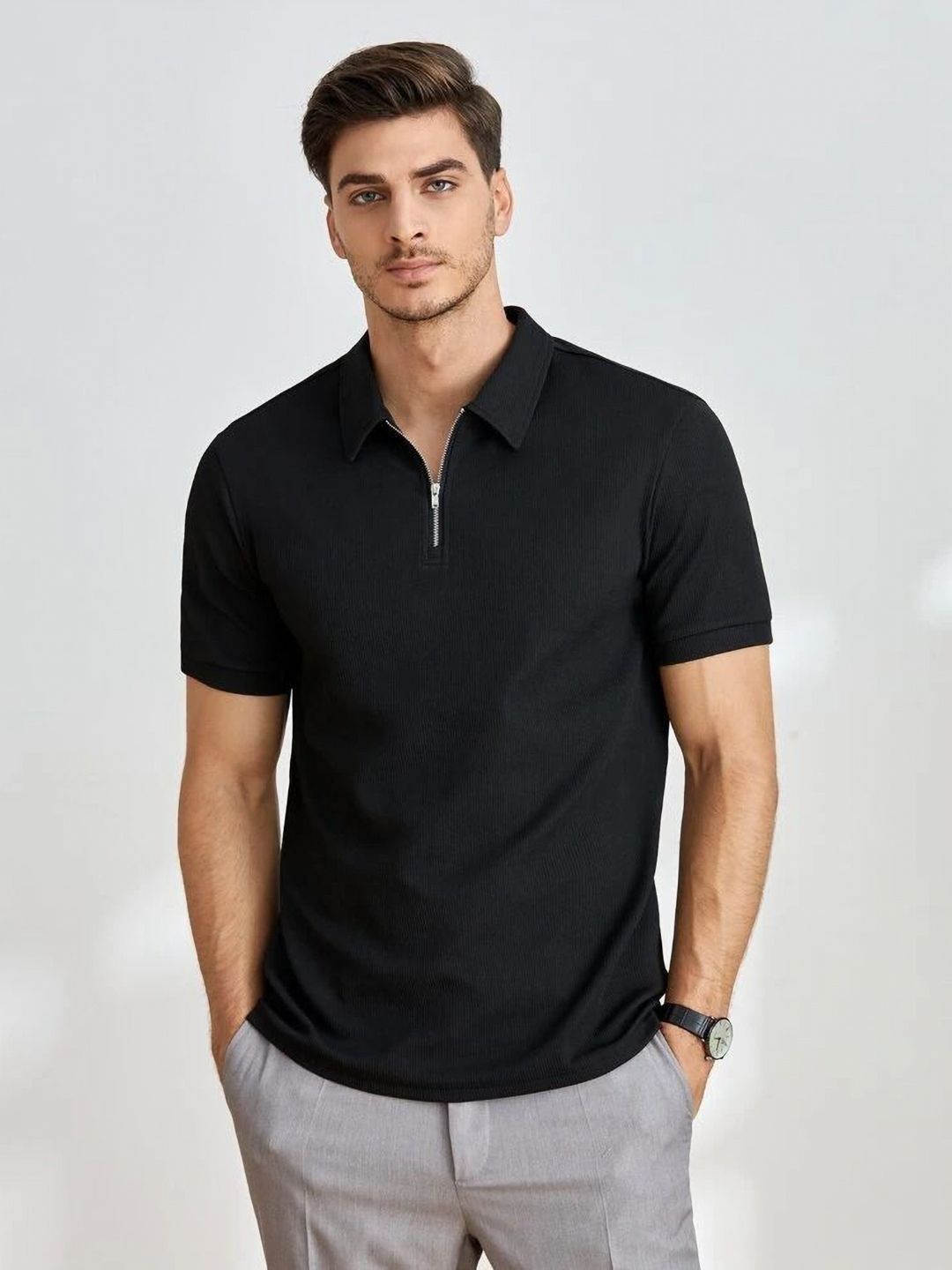 Praizy Men Self Design Polo Collar T-shirt-picture-39