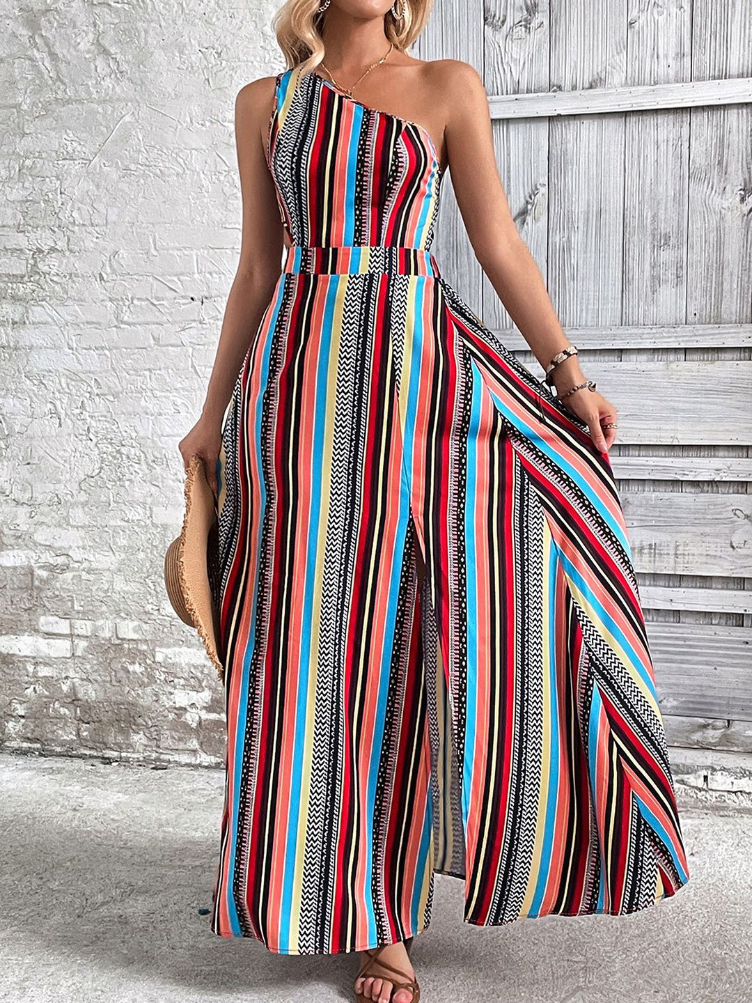 StyleCast x Revolte Women Print One Shoulder Fit & Flare Midi Dress-picture-18