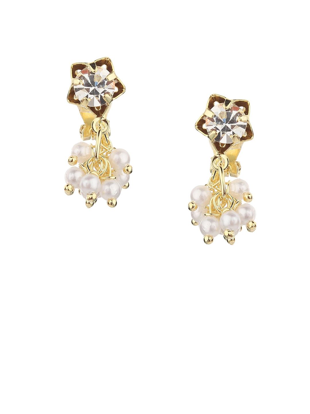 FirstBlush Gold-Plated Artificial Stones Studded and Beaded Non Pierced Earrings-picture-37
