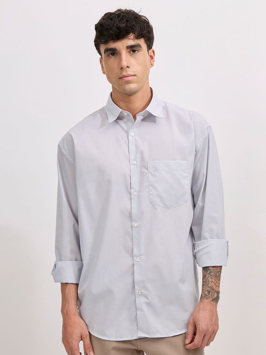 Espanshe Striped Pure Cotton Oversized Shirt-picture-30