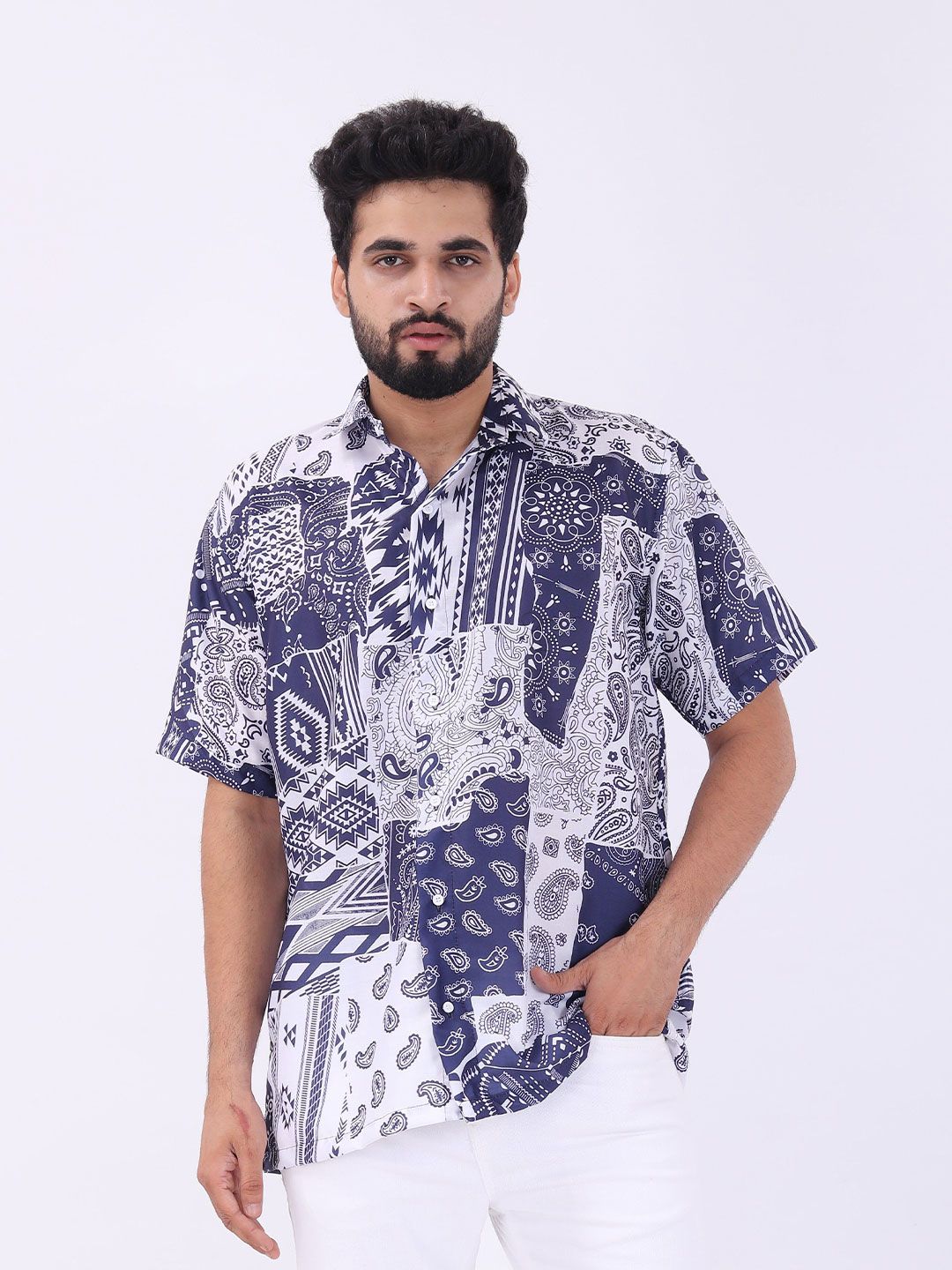 Metronaut Paisley Printed Spread Collar Long Sleeves Relaxed Oversized Shirt-picture-10