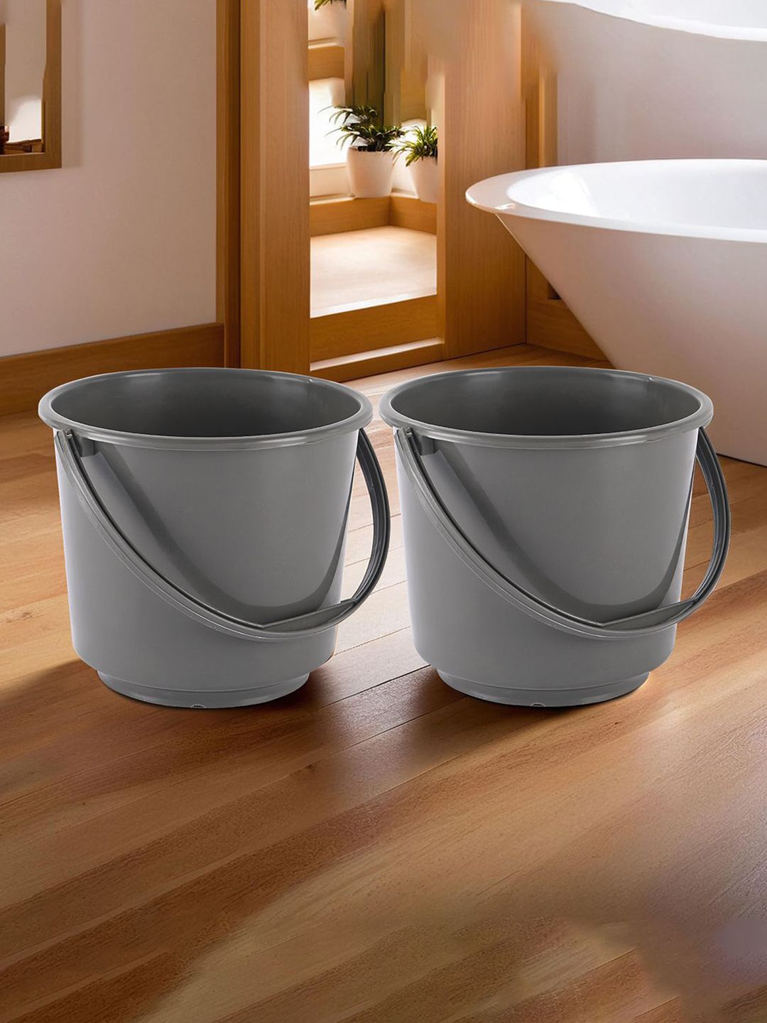 Kuber Industries Grey 2 piece Solid Plastic Bath Accessories Set-image-30