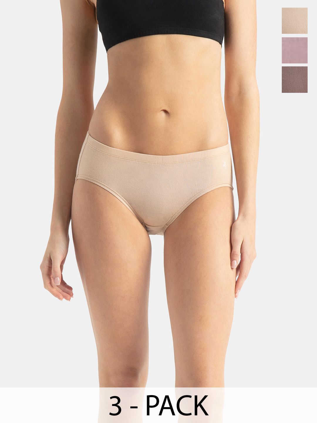 Jockey Pack Of 3 Assorted Super Combed Cotton High-Rise Hipster Briefs FE31-0305-ASSTD