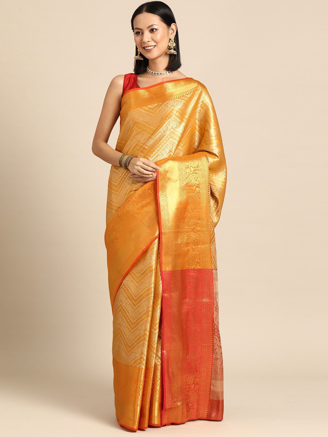 DIVASTRI Woven Design Zari Brocade Banarasi Silk Saree-picture-32