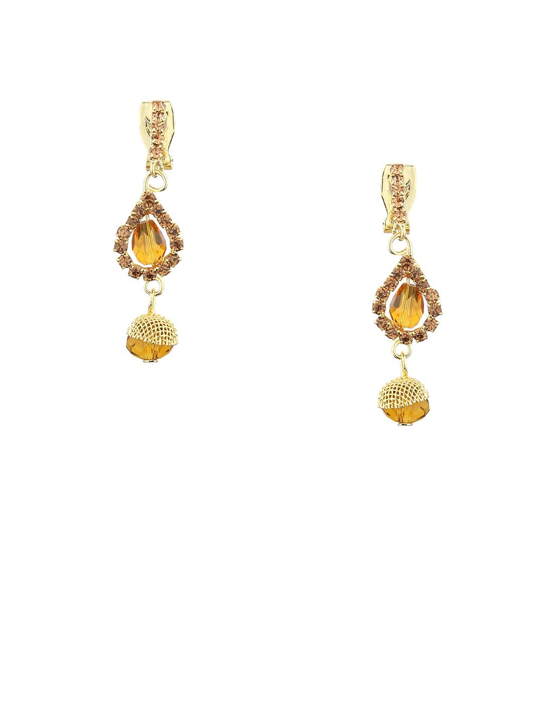 FirstBlush Gold-Plated Artificial Stones Studded and Beaded Drop Non Pierced Earrings-picture-35