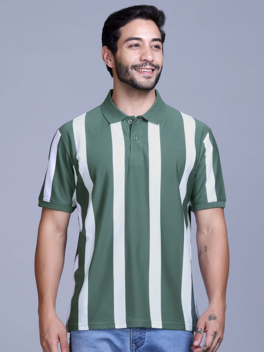 SANE ORIGINALS Men Striped Polo Collar T-shirt-picture-15