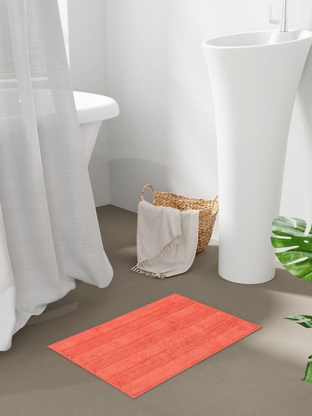 STELLAR HOME Peach-Coloured Textured 1650 GSM BathRugs-picture-23