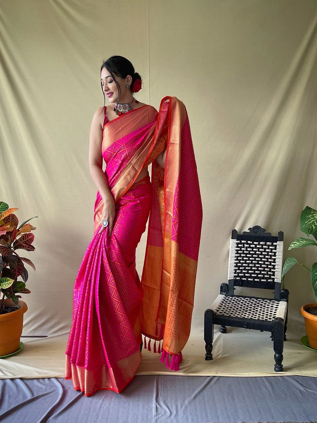 all about you Woven Design Zari Pure Silk Patola Saree-image-43