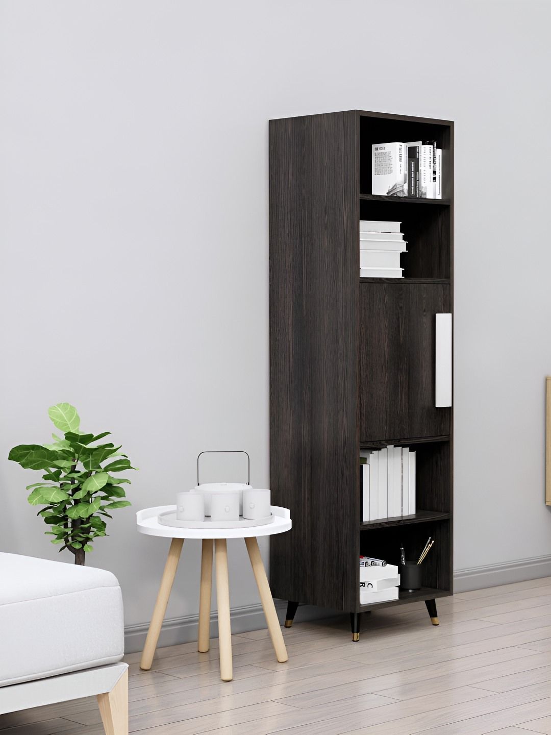 HEXA RED Brown & White Wooden Book Shelf