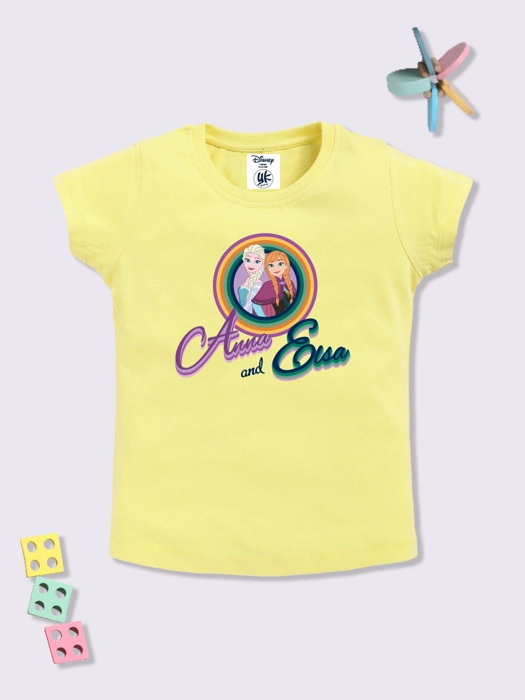 YK Disney Girls Anna And Elsa Printed T-shirt-picture-1