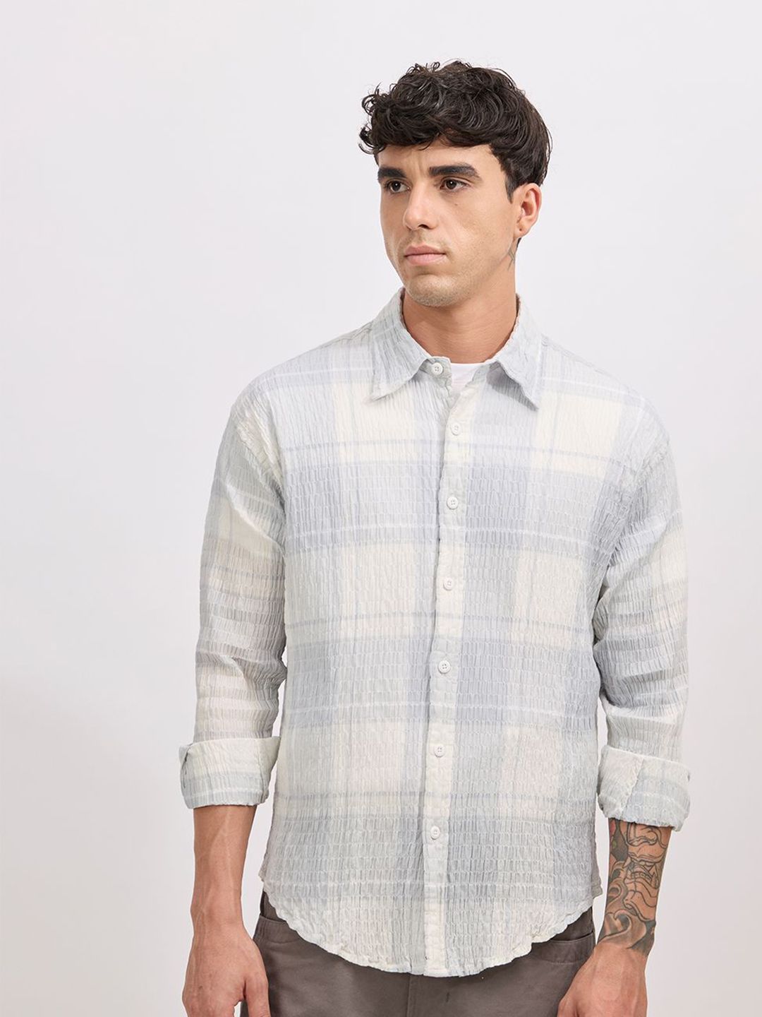 Espanshe Oversized Checked Pure Cotton Casual Shirt-picture-20