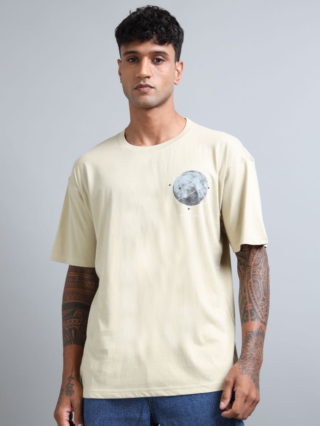 FROSEN FOX Men Graphic Printed Round Neck Cotton Oversized T-shirt-picture-10