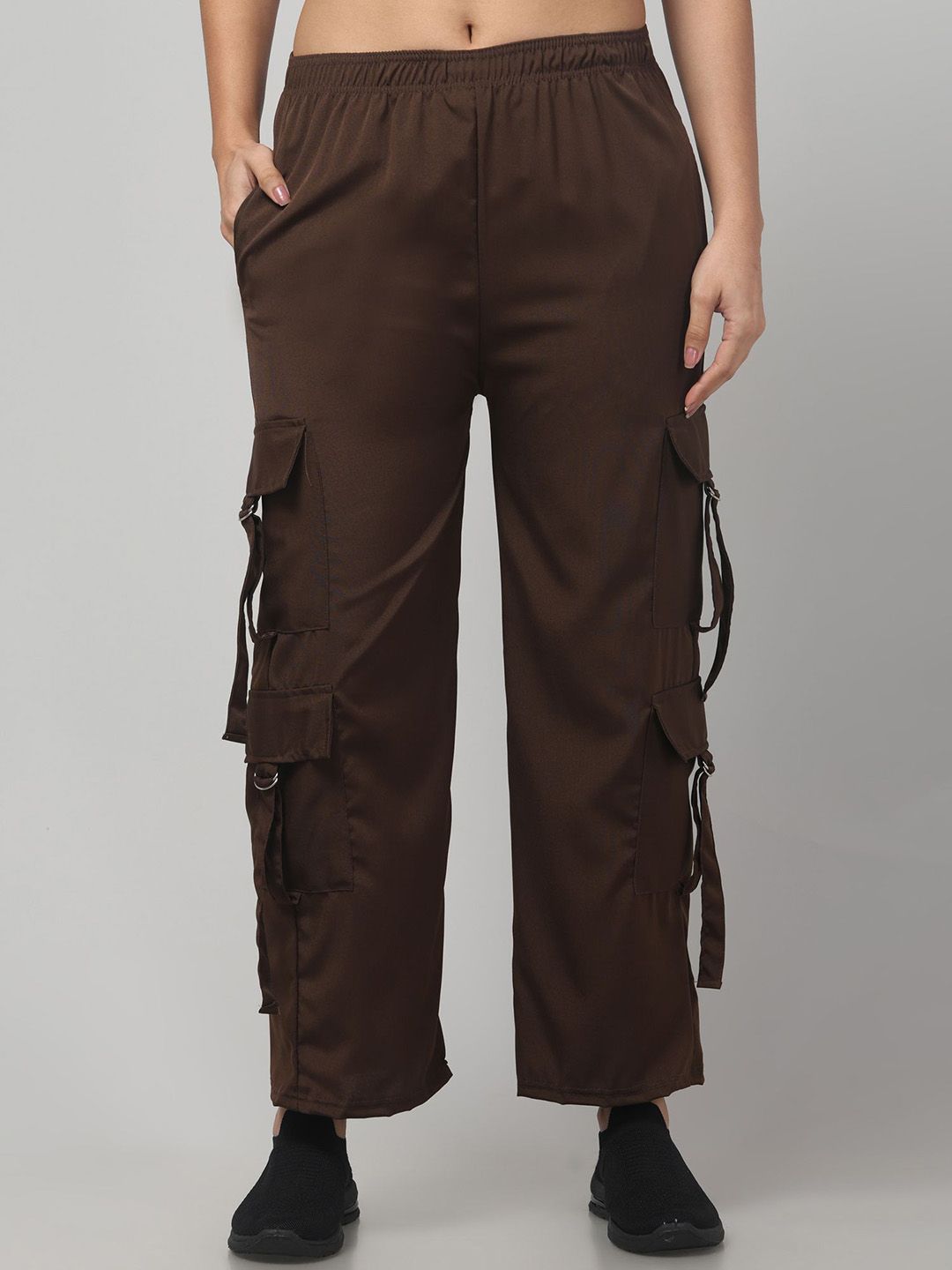 CROWN KING Women Straight Fit Easy Wash Cargos Trousers-picture-13