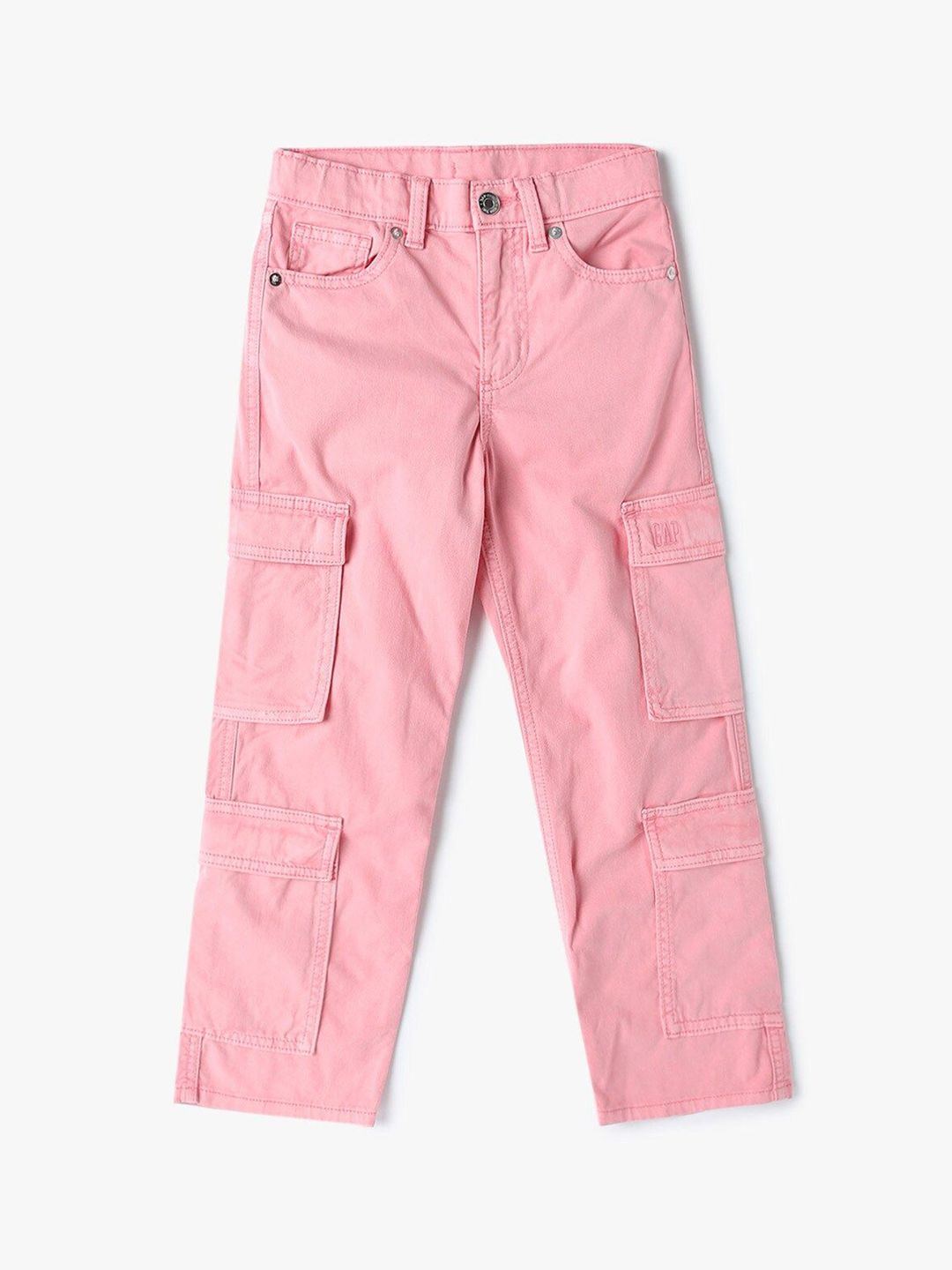 GAP Girls Pure Cotton Mid-Rise Straight Fit Cargo Pants