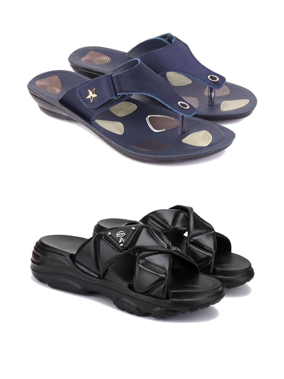 DRACKFOOT Women Set Of 2 Open Toe Comfort Heel Sandals-image-11