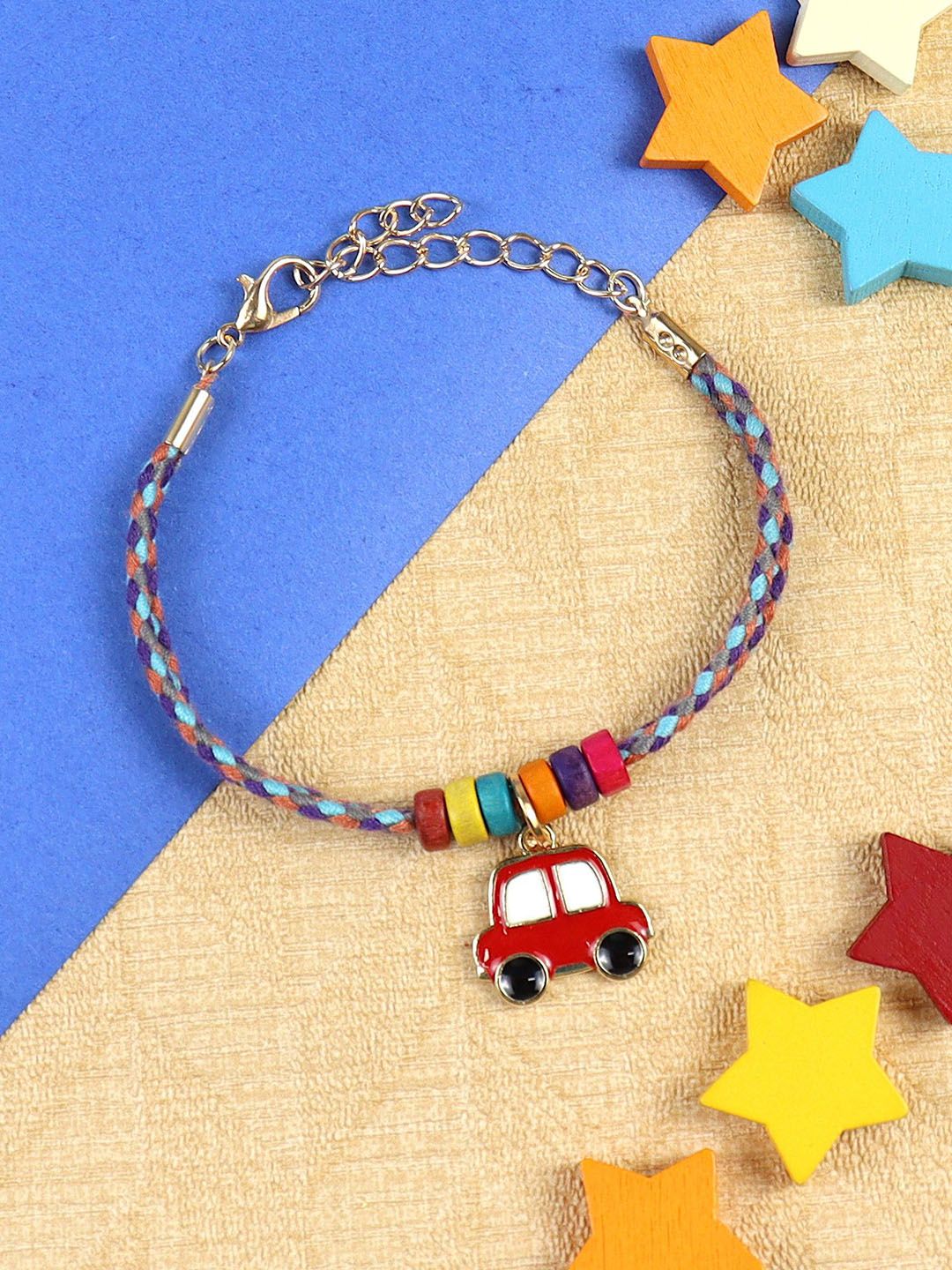 Asthetika Car Weaved Kids Wraparound Bracelet Rakhi With Roli Chawal-picture-33