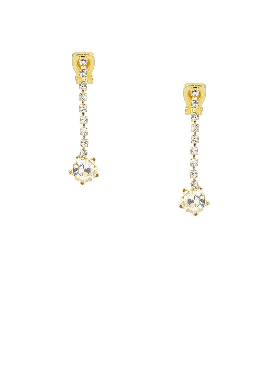 FirstBlush Gold-Plated Artificial Stones Studded Contemporary Non Pierced Drop Earrings-picture-36