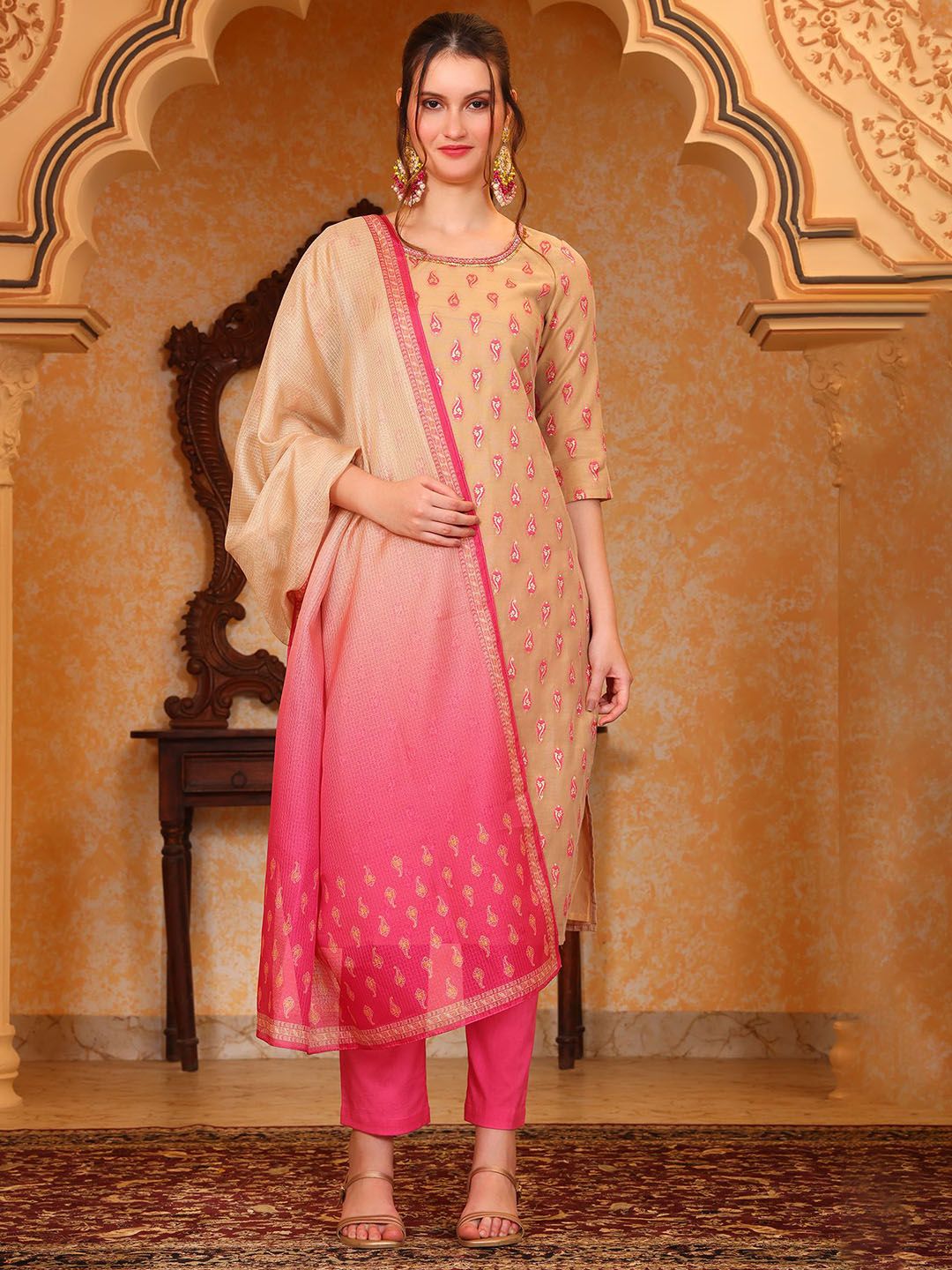AURELIA Women Ethnic Motifs Printed Kurta with Trousers & Dupatta-picture-58