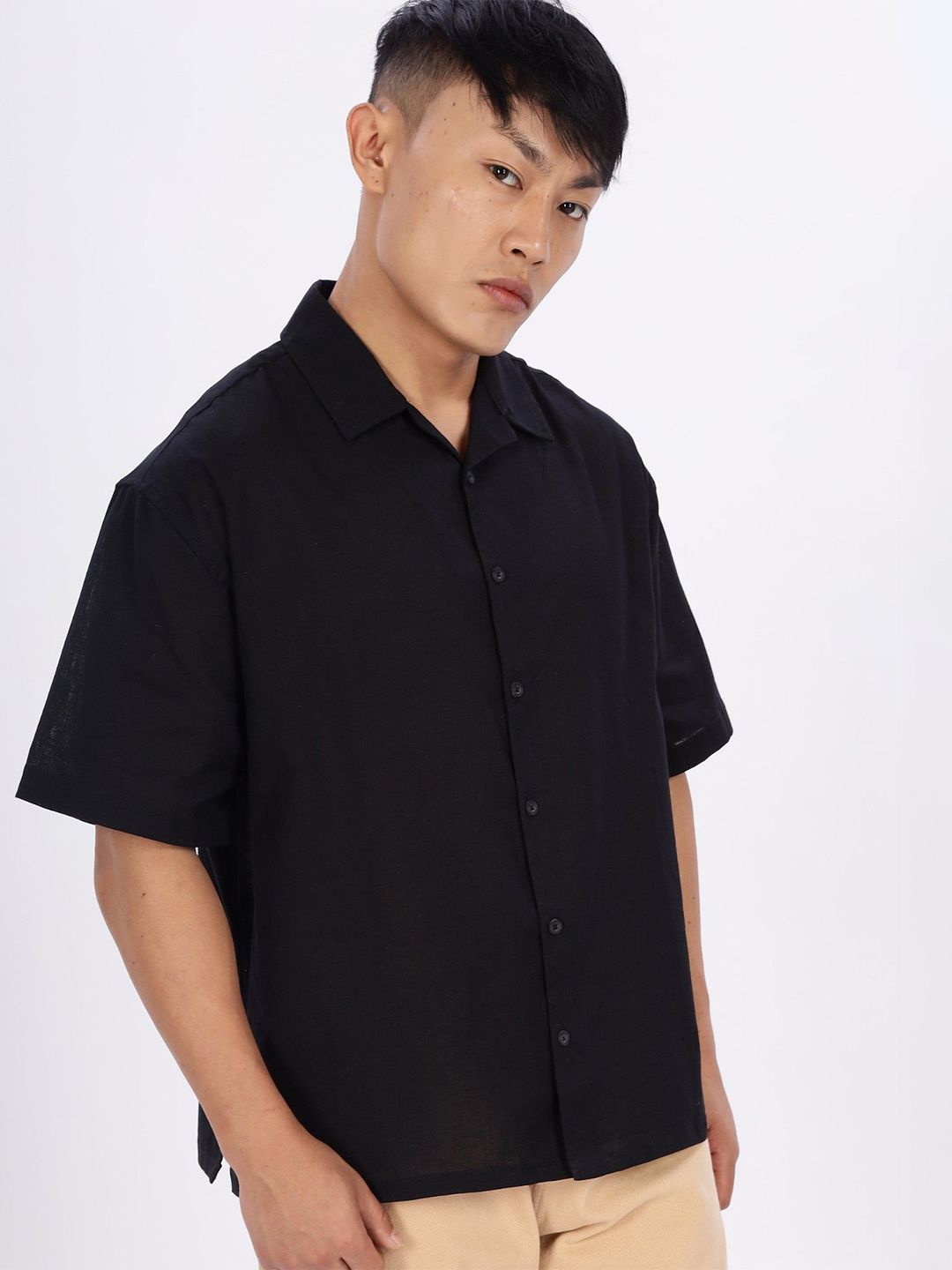 Eszett Typography Printed Spread Collar Boxy Fit Cotton Casual Shirt-picture-42