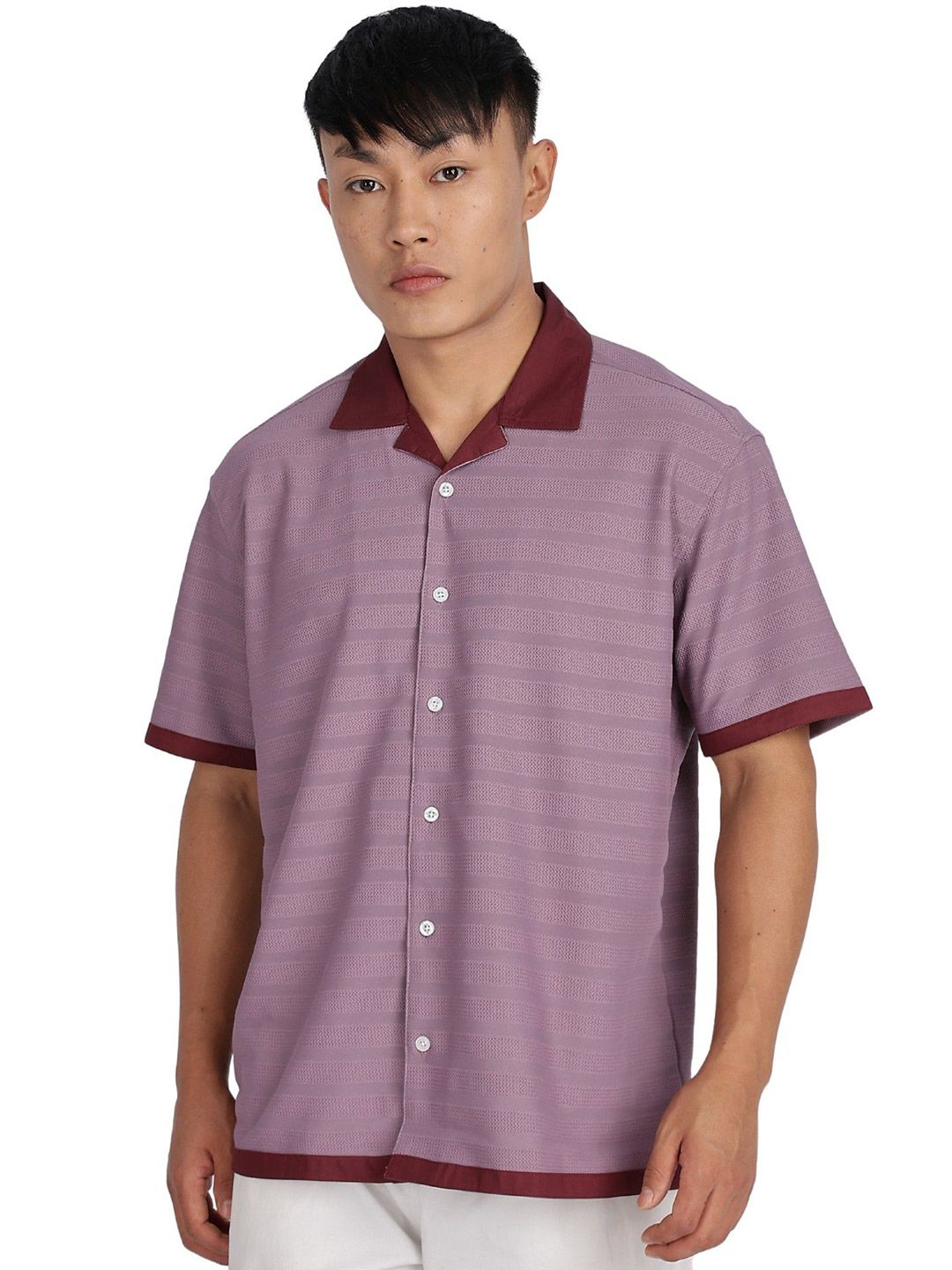 Eszett Striped Cuban Collar Cotton Shirt-picture-21