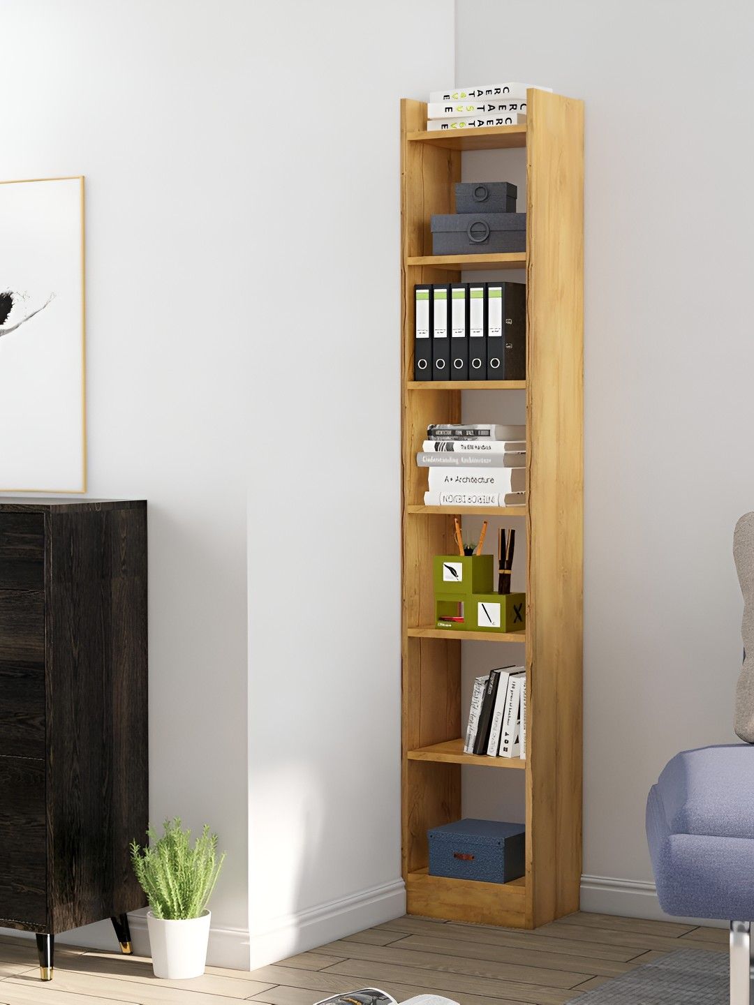 HEXA RED Beige Wooden Book Shelf