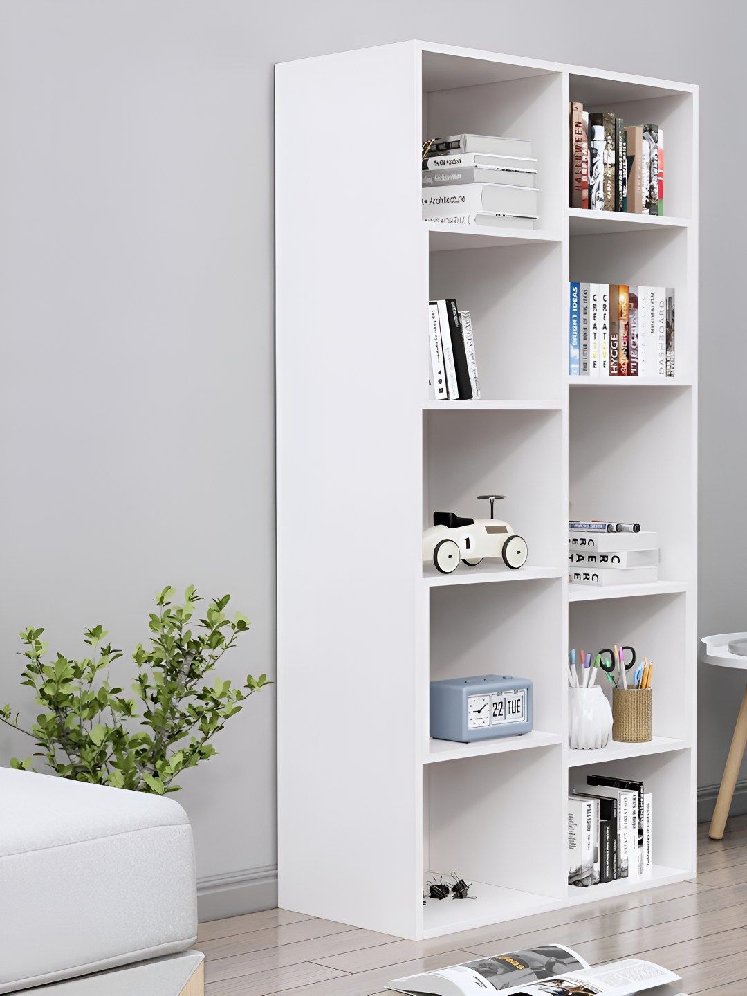 HEXA RED White Wooden Book Shelf