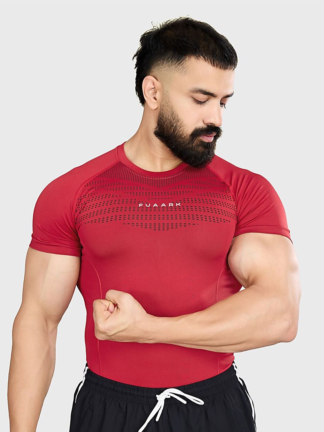 FUAARK Men Geometric Printed Round Neck Compression T-shirt-picture-18