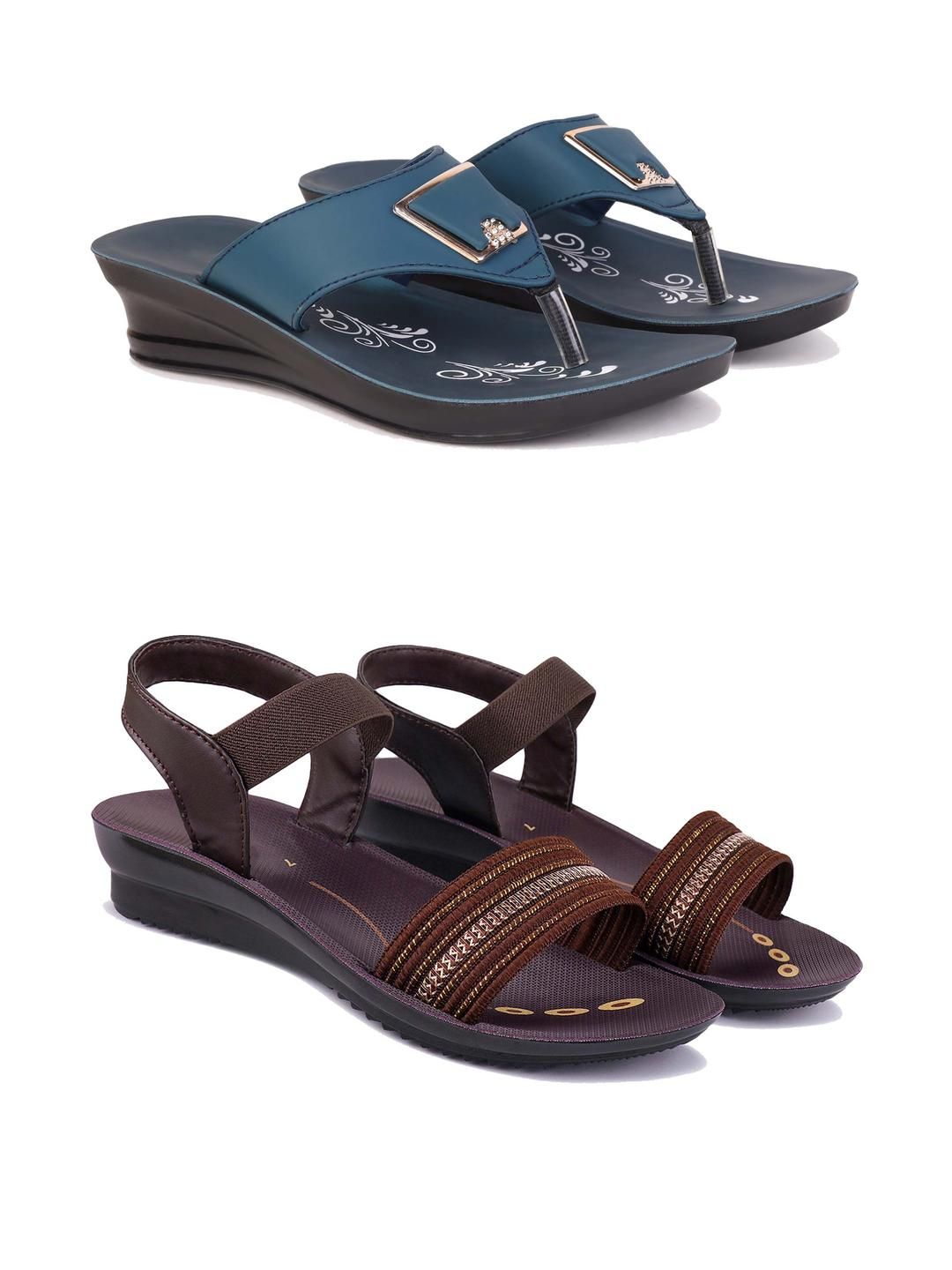 DRACKFOOT Women Pack Of 2 Open Toe Flats-picture-27