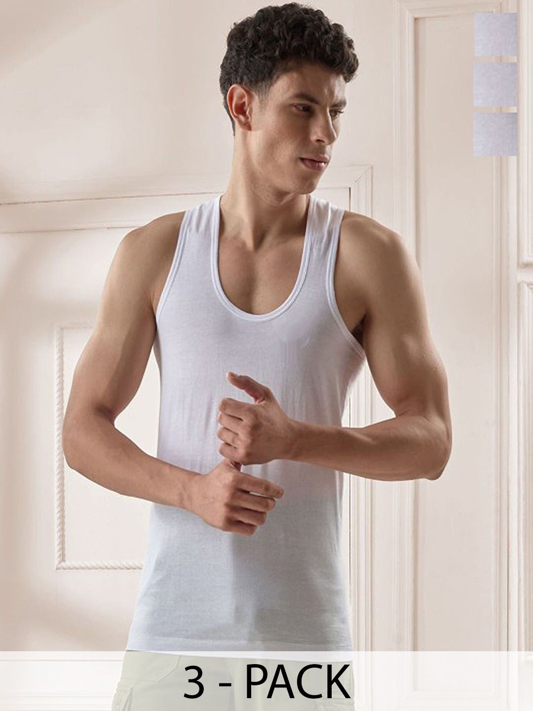 CAVENDERS Pack Of 3 Pure Cotton Scoop Neck Gym Vests C46=-SWIFT----==3- ---85-picture-51
