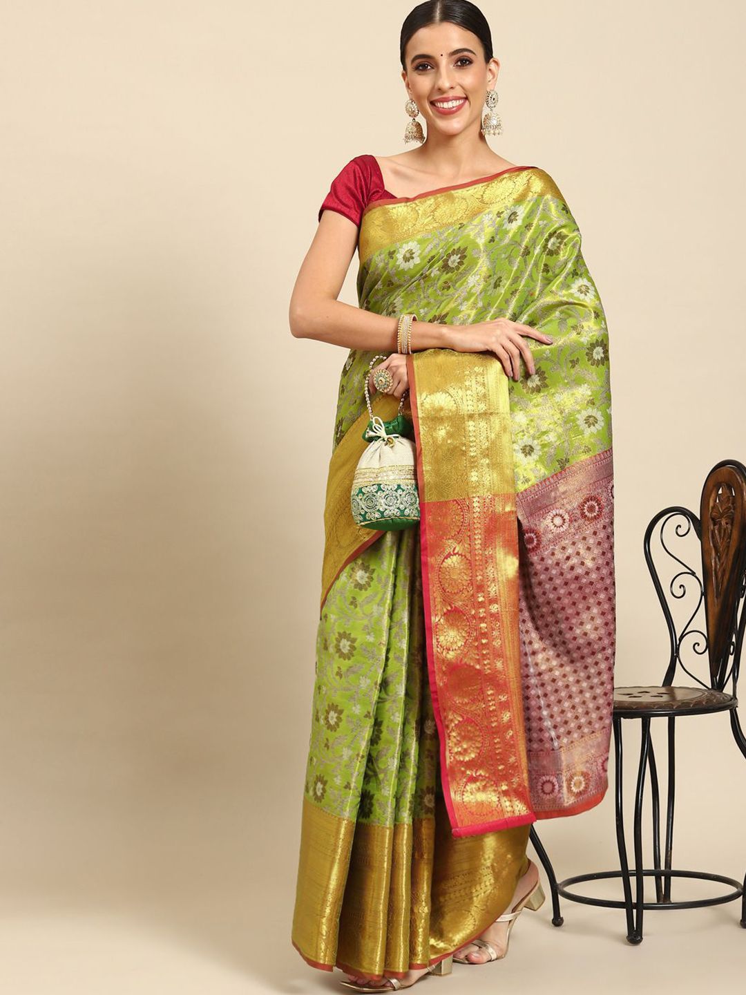 DIVASTRI Woven Design Zari Brocade Banarasi Saree-picture-30