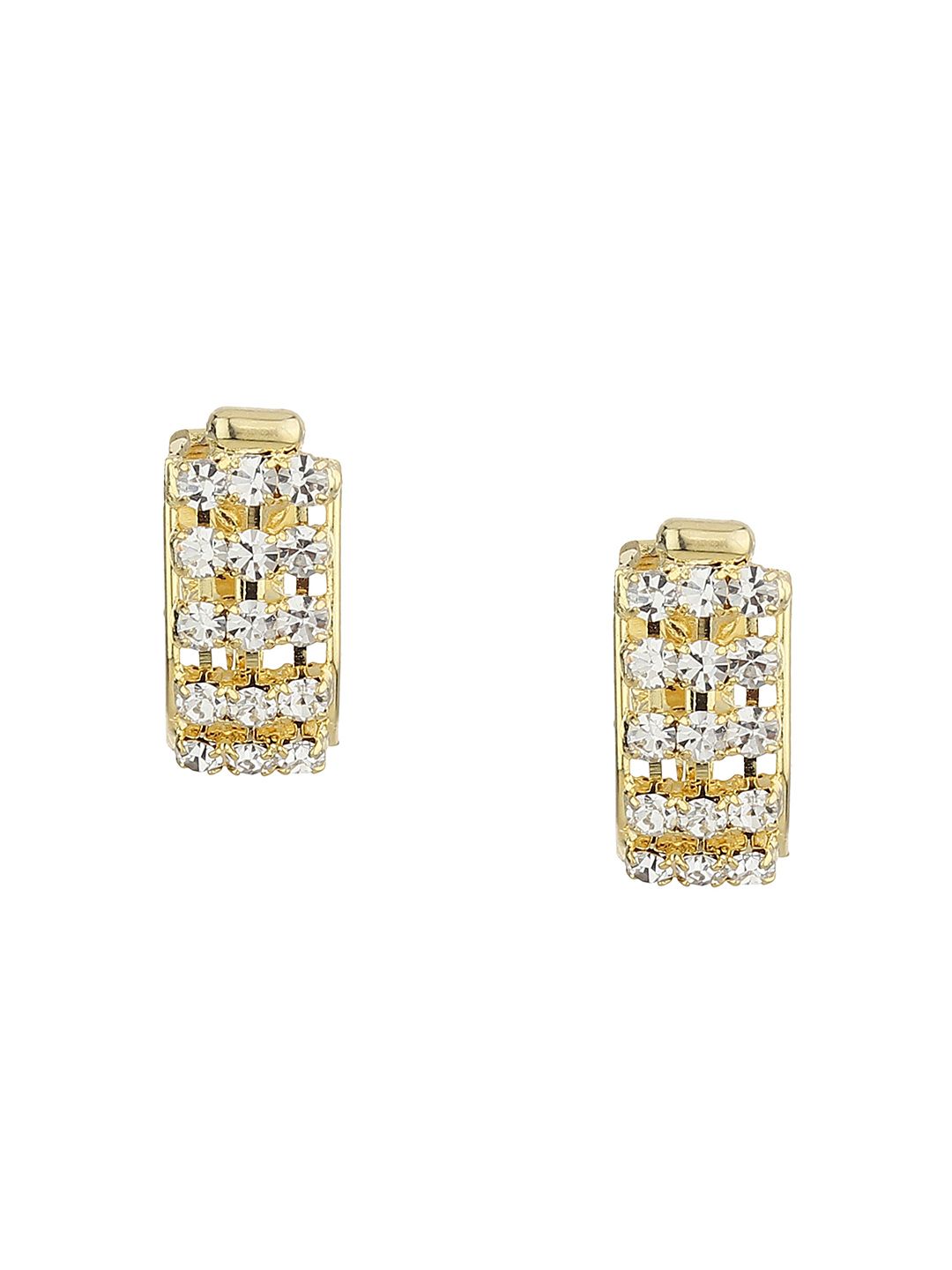 FirstBlush Gold-Plated Artificial Stones Studded Contemporary Drop Non Pierced Earrings-picture-23