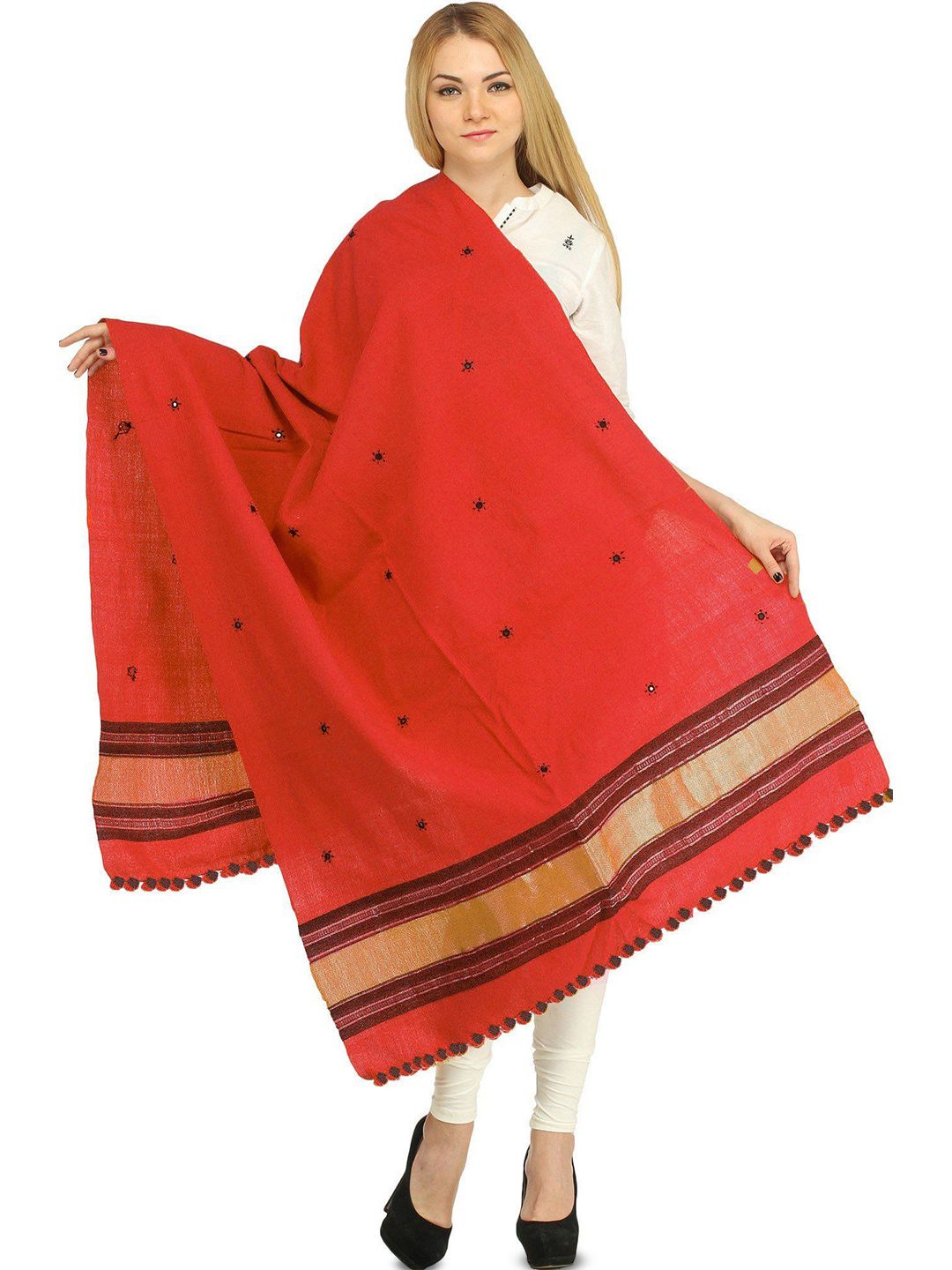 Exotic India Women Ethnic Motifs Embroidered Shawl-image-20