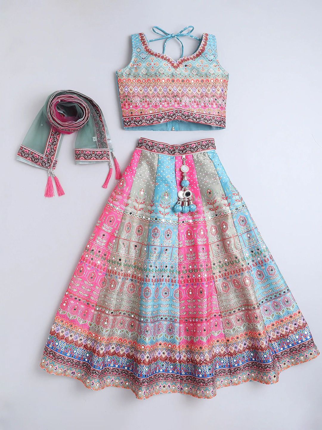 JAY NAGNATH FAB Girls Woven Design Embellished Lehenga & Blouse With Dupatta-picture-35