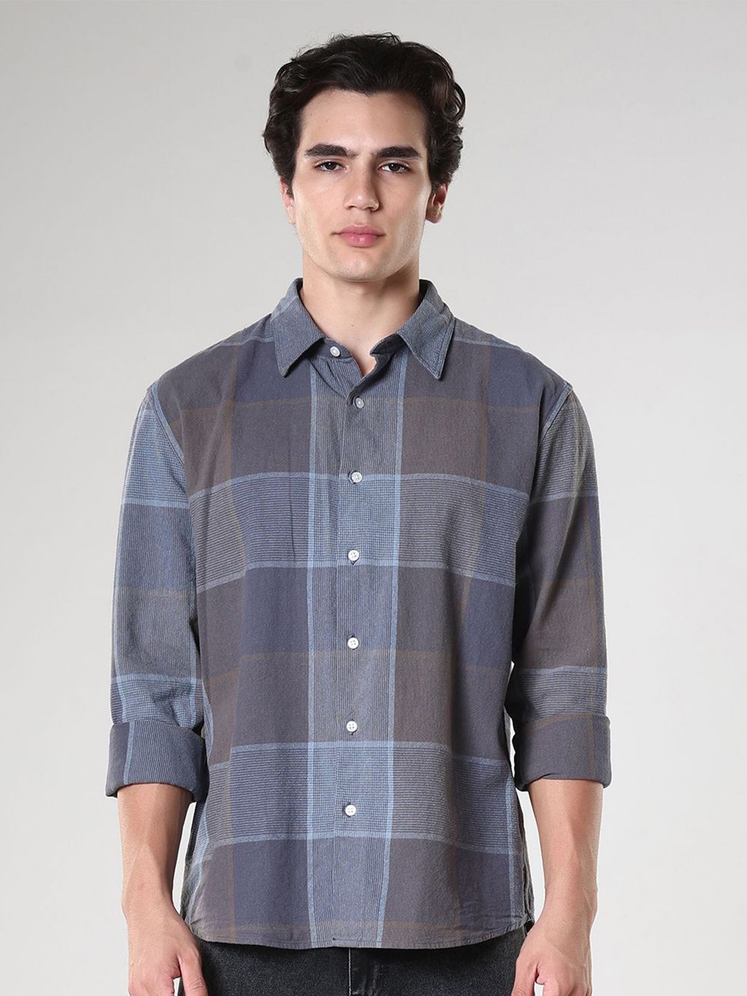 Espanshe Windowpane Checks Checked Pure Cotton Casual Shirt-picture-15