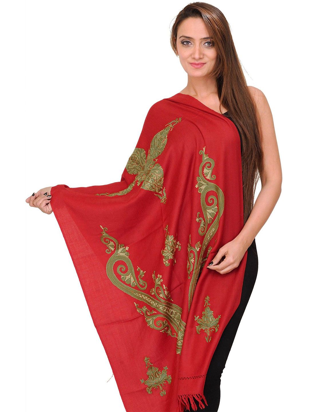 Exotic India Aari Embroidered Shawl-image-14