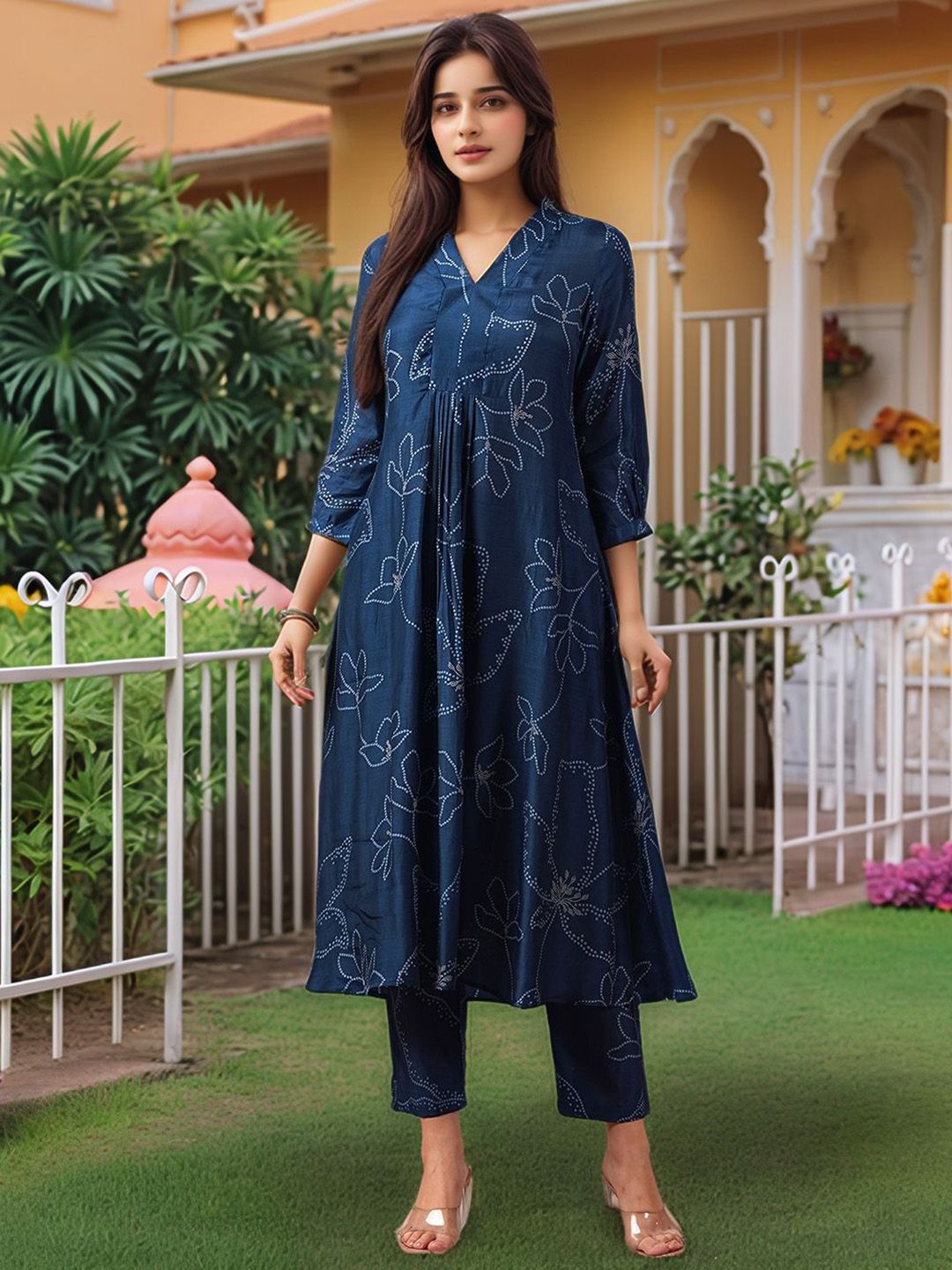 Aaghnya Women Floral Printed Regular Kurta with Trousers-picture-16