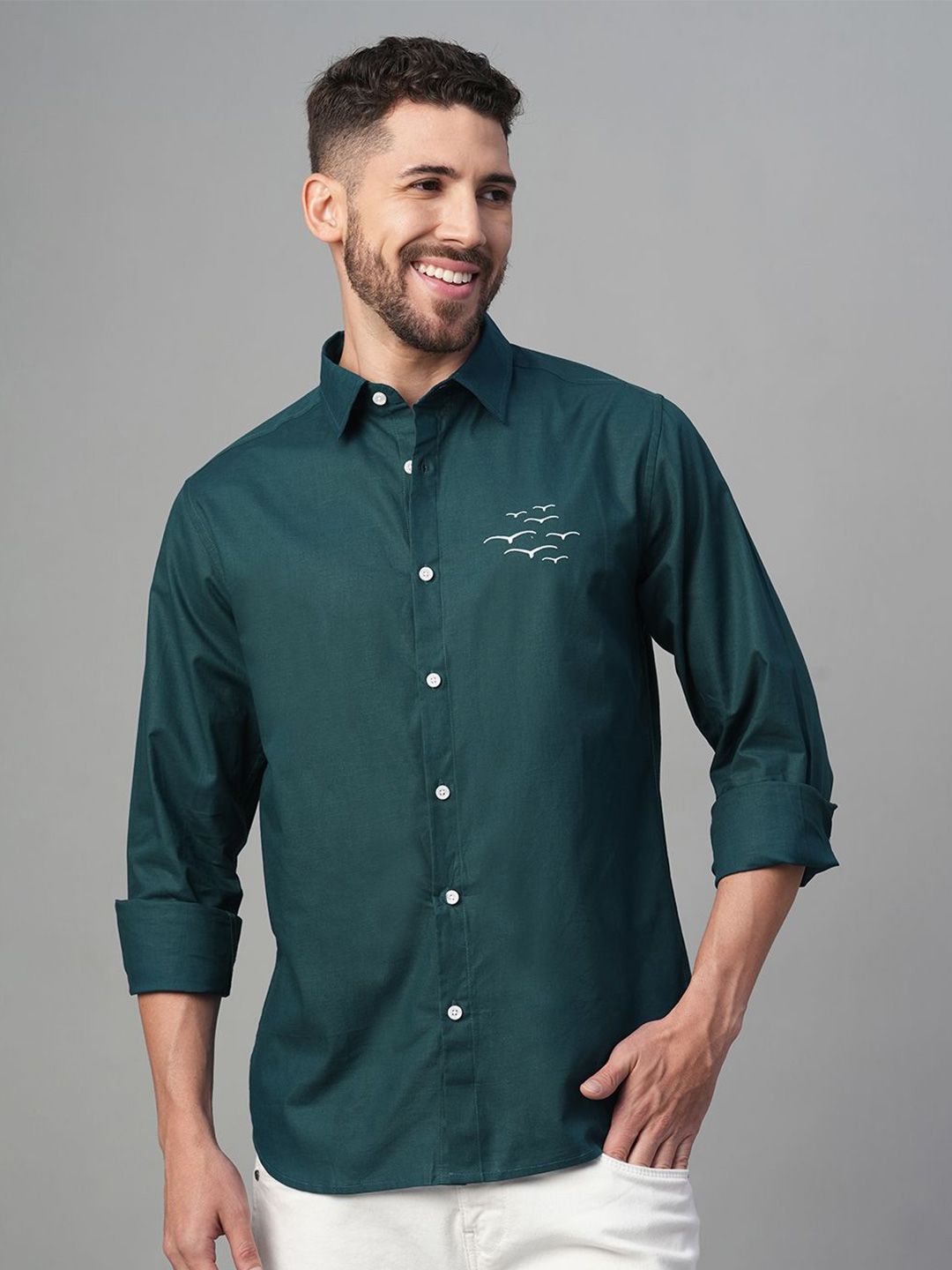 Mast & Harbour Spread Collar Long Sleeves Linen Relaxed Fit Shirt-picture-11