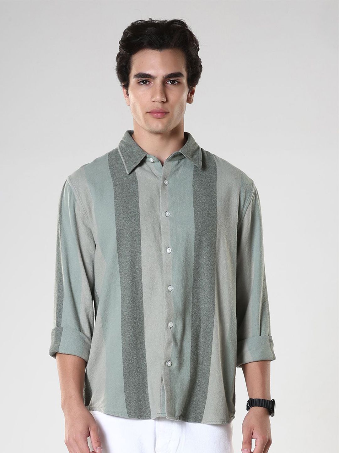 Espanshe Regular Fit Striped Pure Cotton Casual Shirt-picture-17