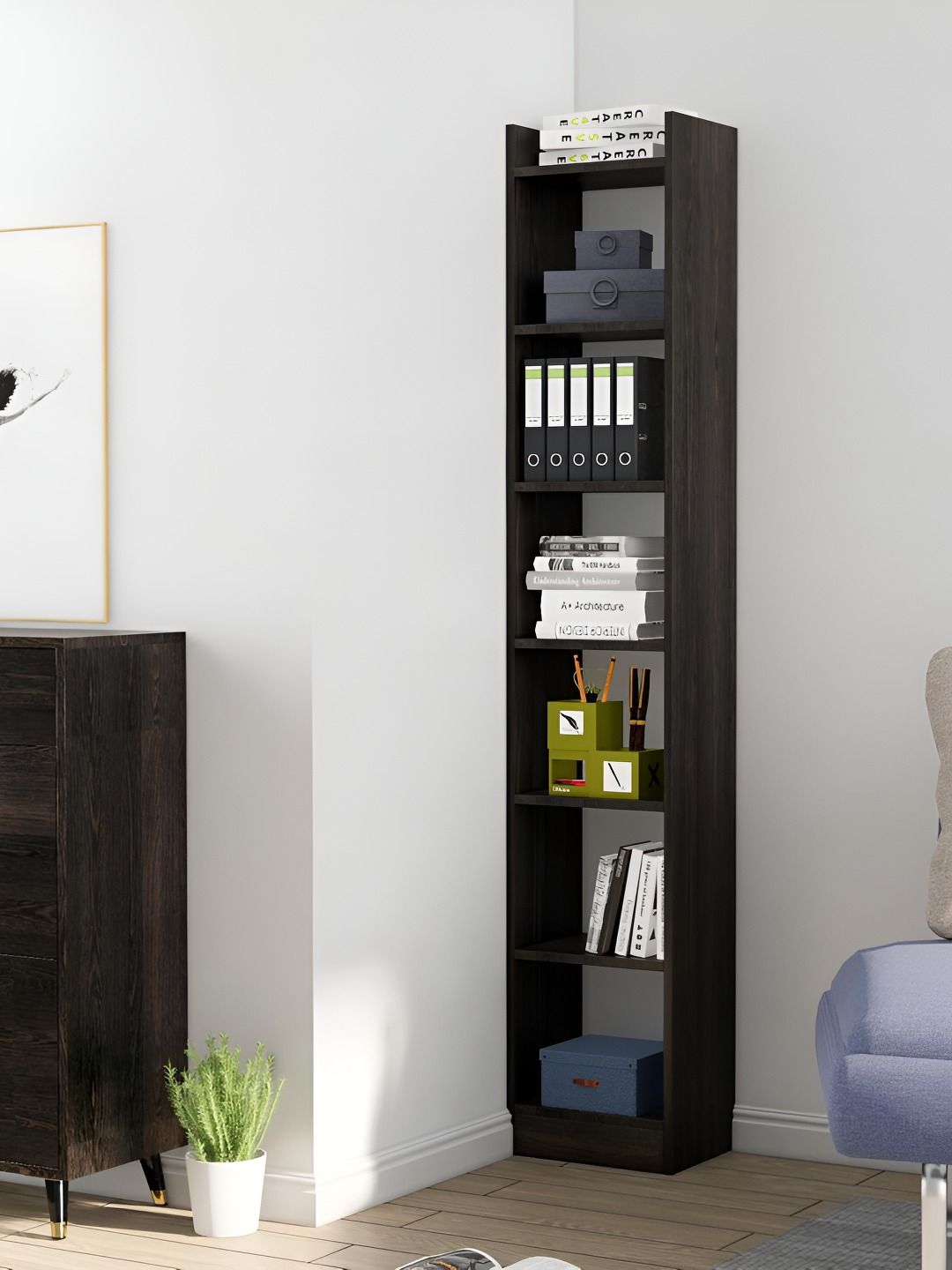 HEXA RED Brown Wooden Book Shelf