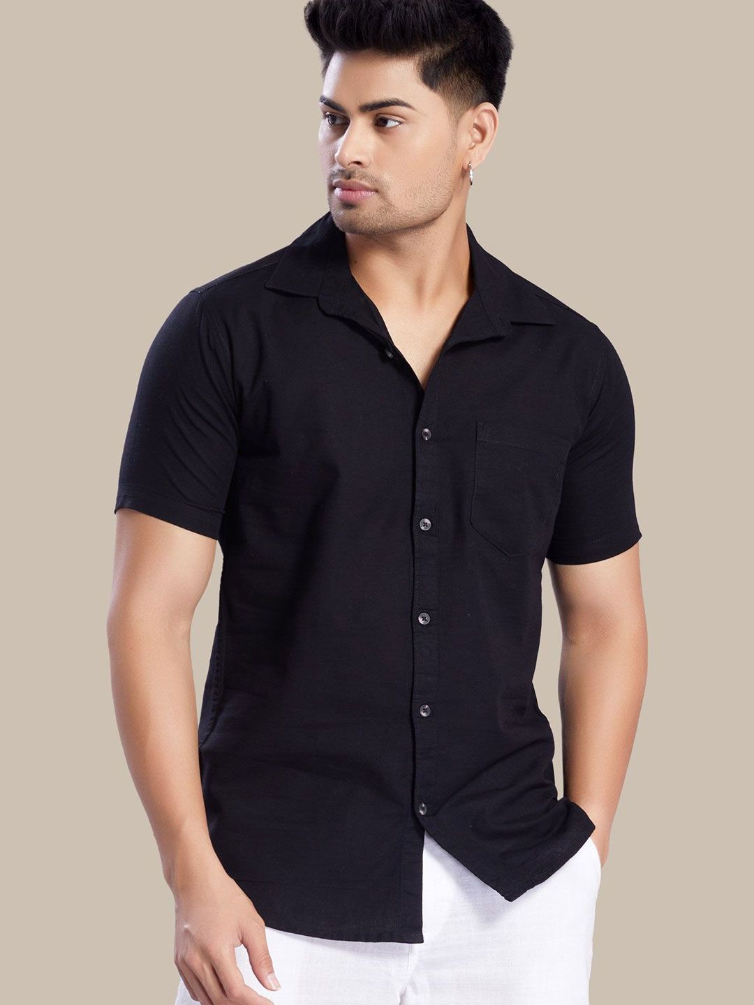 DIVISIVE Men Club Slim Fit Solid Spread Collar Cotton Casual Shirt-picture-17