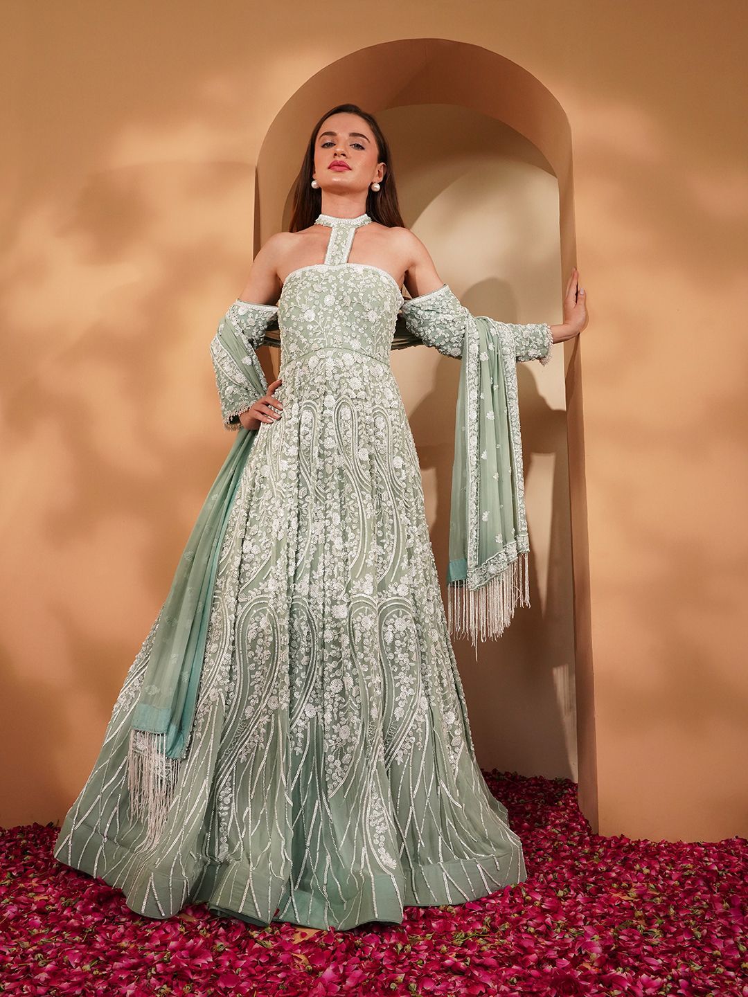 MILU MADAN Women Embellished Gown Ethnic Dress-image-23