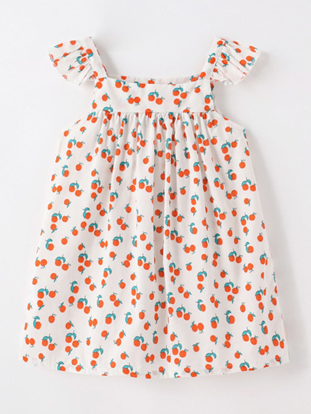 Xsole Girls Tropical Print Flared Sleeve Ruffled Fit & Flare Dress-picture-10