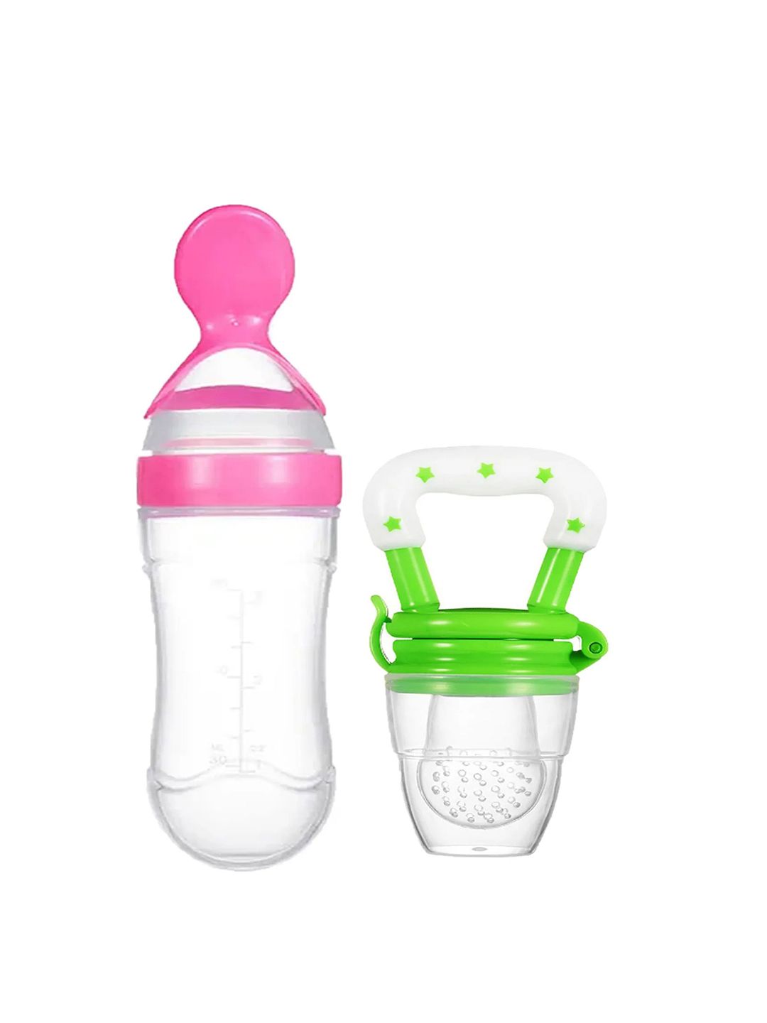 Kritiu Kids Set Of 2 Baby Spoon Feeder & Teether - Pink & Green-image-44
