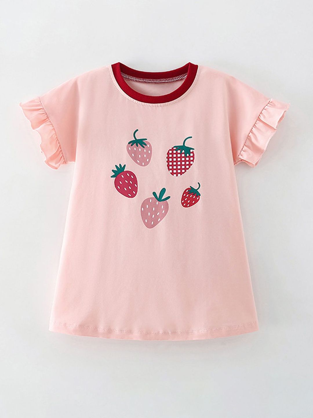 Xsole Girls Graphic Printed Ruffled T-shirt Dress-picture-42