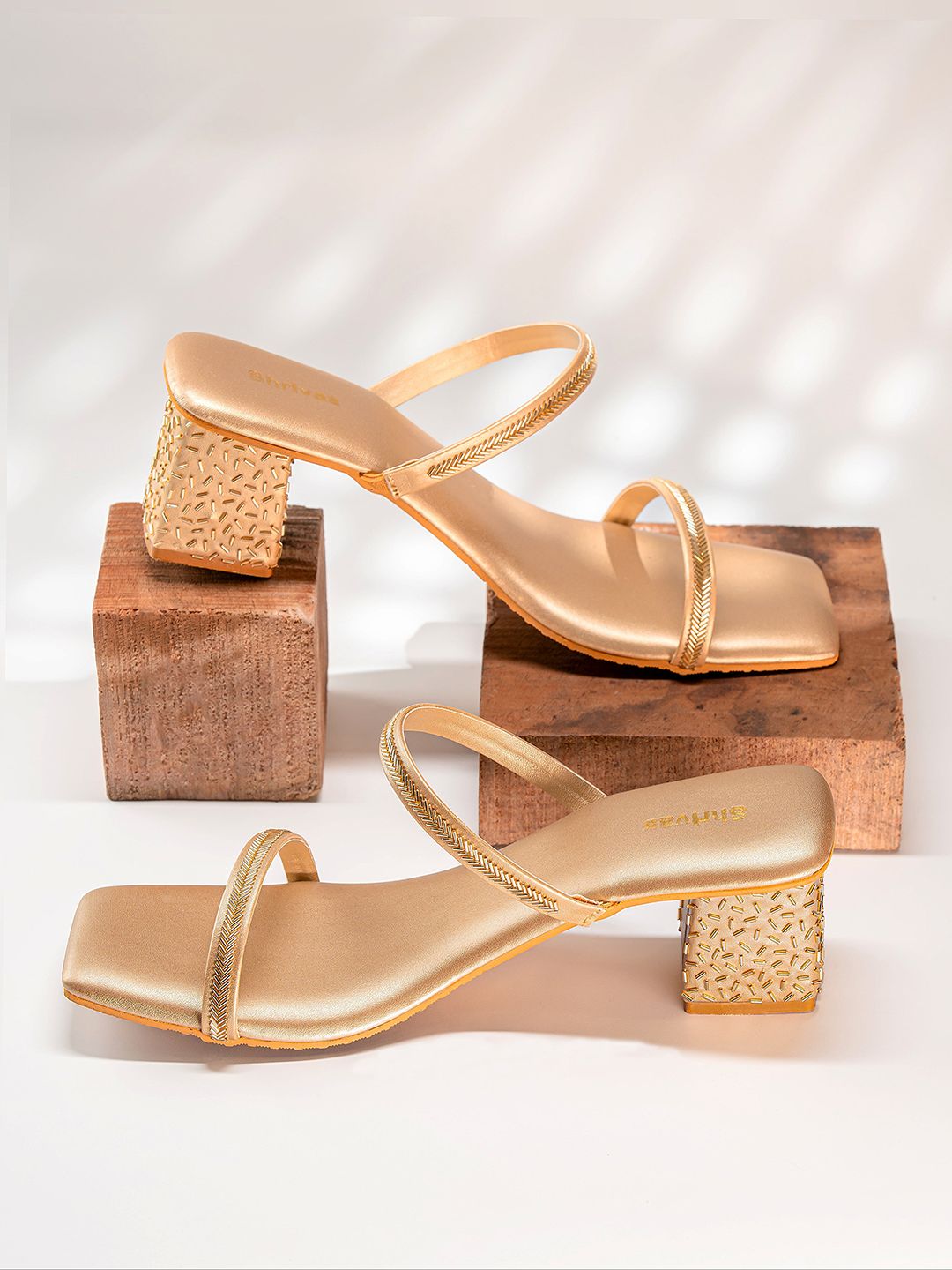 SHRIVAS BY ARCHITA MEHTA Embellished Open Toe Block Sandals-picture-35