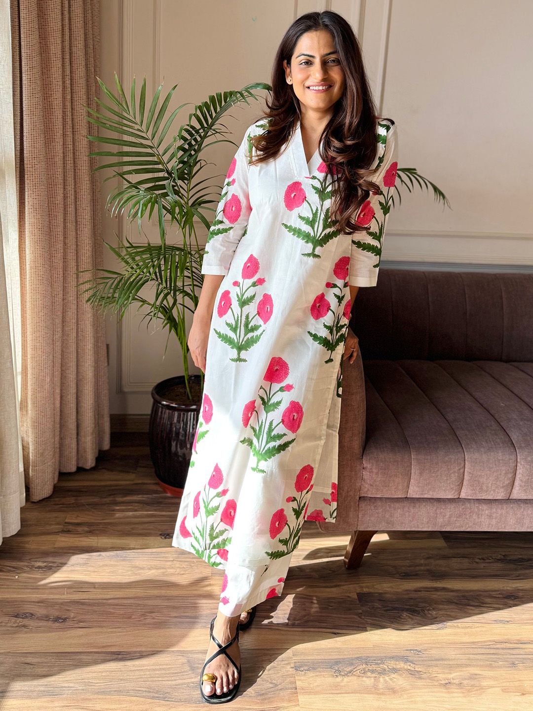 KALINI Women Floral Printed Regular Kurta With Palazzos