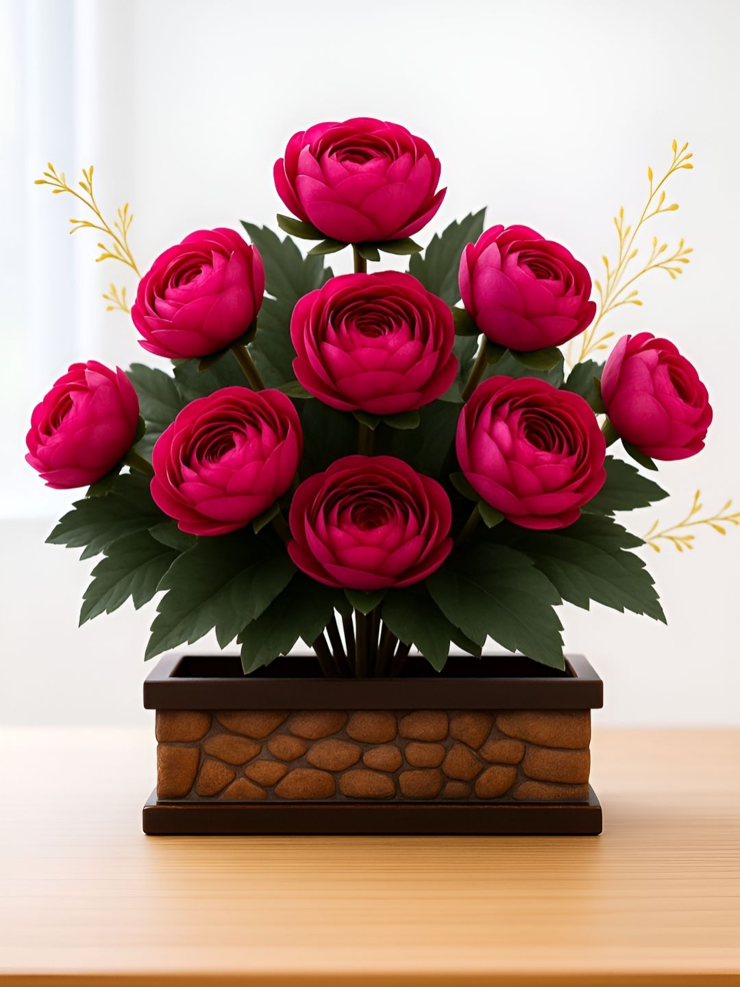 ARTSY Purple & Green Peony Artificial Flower With Pot-picture-10